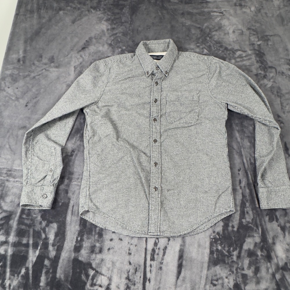 Abercrombie & Fitch Flannel Shirt Mens M Grey Micro Houndstooth Button Down